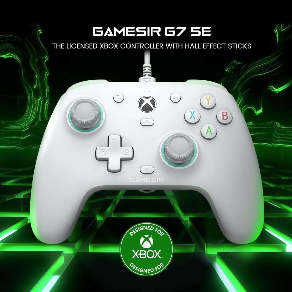 GameSir G7 SE Plud and Play Controller with Hall Effect Joysticks/Hall Trigger, Anti-Drift Wired Gamepad for Xbox Series X|S, Xbox One & Windows 10/11, 3.5 mm Audio Jack - White (Renewed) - Image 2