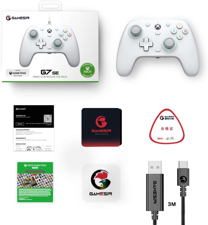 GameSir G7 SE Plud and Play Controller with Hall Effect Joysticks/Hall Trigger, Anti-Drift Wired Gamepad for Xbox Series X|S, Xbox One & Windows 10/11, 3.5 mm Audio Jack - White (Renewed) - Image 7