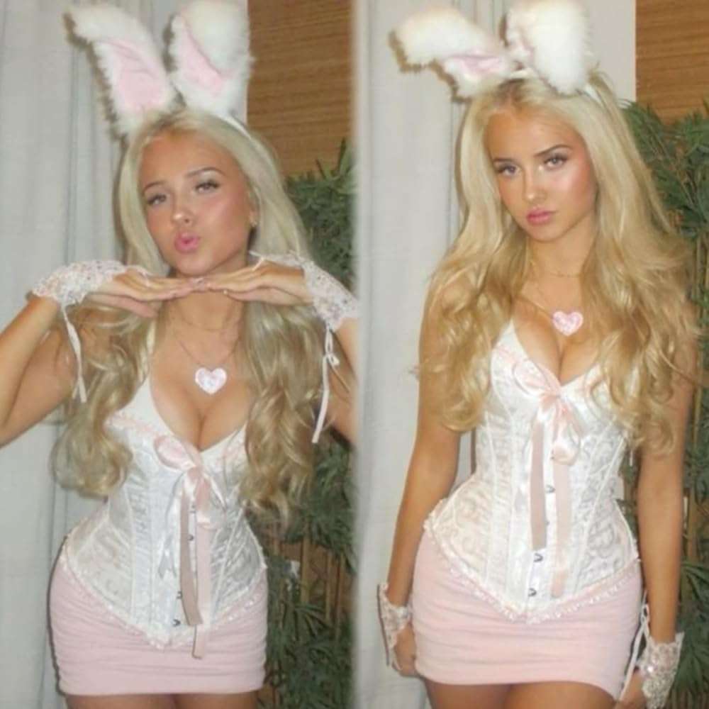 Huachi White Bunny Ears Headband Halloween Bunny Costume Adult: Long Furry Rabbit Ears Party Favors, White Rabbit Costume Accessoriy - Image 7