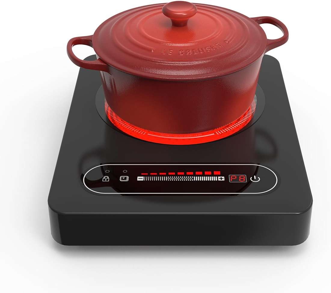 ANHANE 1800W Electric Cooktop, 11 Inch Portable Single Burner with Timer & Child Lock - 110-120V Compact Countertop Stove for Everyday Cooking in Kitchen, Dorm, RV or Office - Image 1
