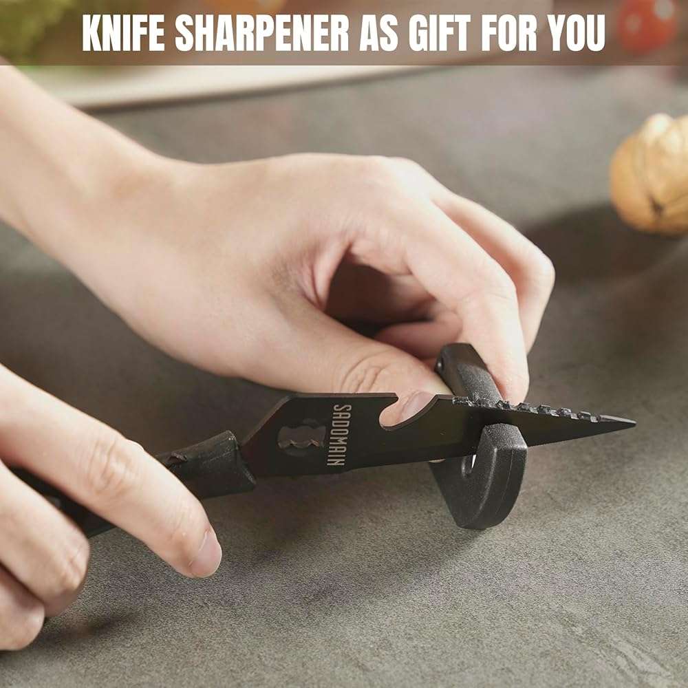 SADOMAIN Kitchen Scissors All Purpose, Extra Sharp Kitchen Shears with Knife Sharpener & Sheath, Solid & Durable Stainless Steel Scissors with ANTI-RUST Black Titanium Plated, Dishwasher Safe - Green - Image 5