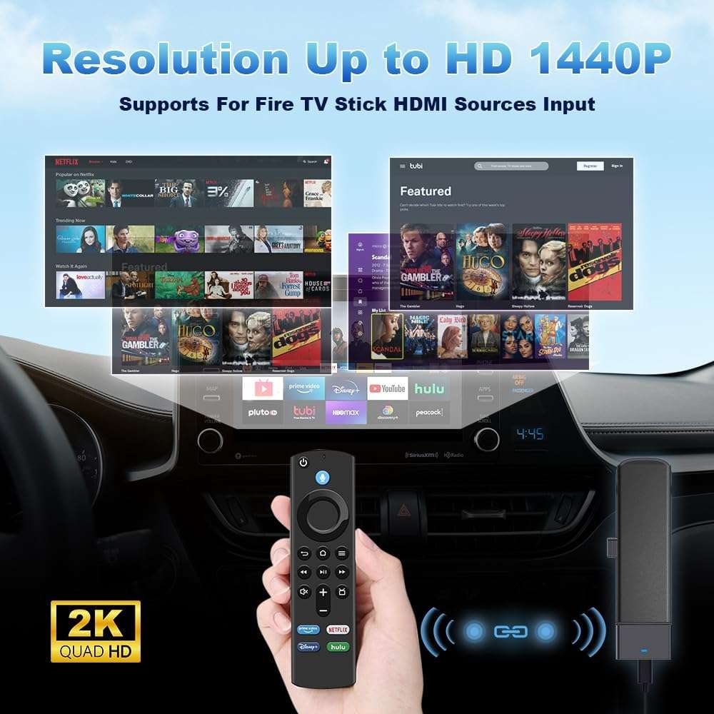 Carlinkit FireDrive Link Pro Car TV Converter, Wireless CarPlay Adapter with HDMI for Fire TV Stick Streaming, Convert Wired CarPlay to Wireless Android Auto & Apple CarPlay Dongle, Plug & Play - Image 3