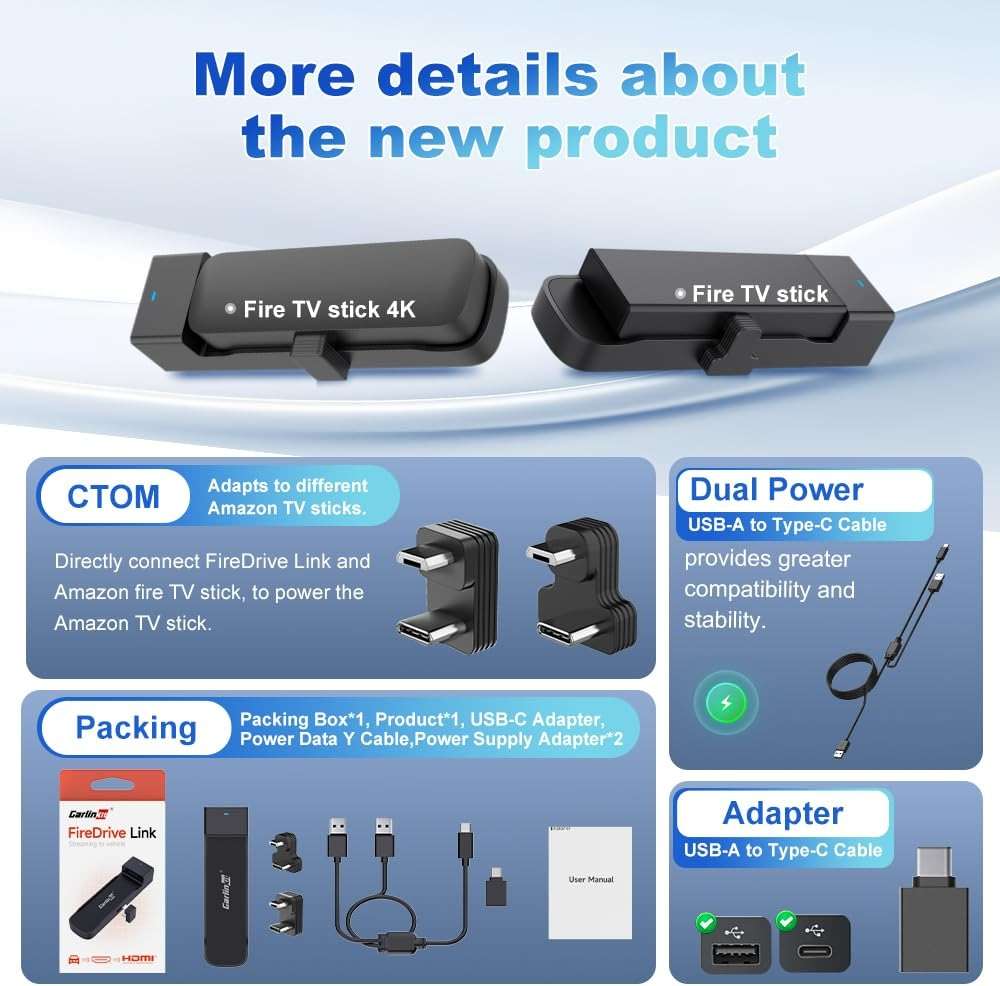 Carlinkit FireDrive Link Pro Car TV Converter, Wireless CarPlay Adapter with HDMI for Fire TV Stick Streaming, Convert Wired CarPlay to Wireless Android Auto & Apple CarPlay Dongle, Plug & Play - Image 7