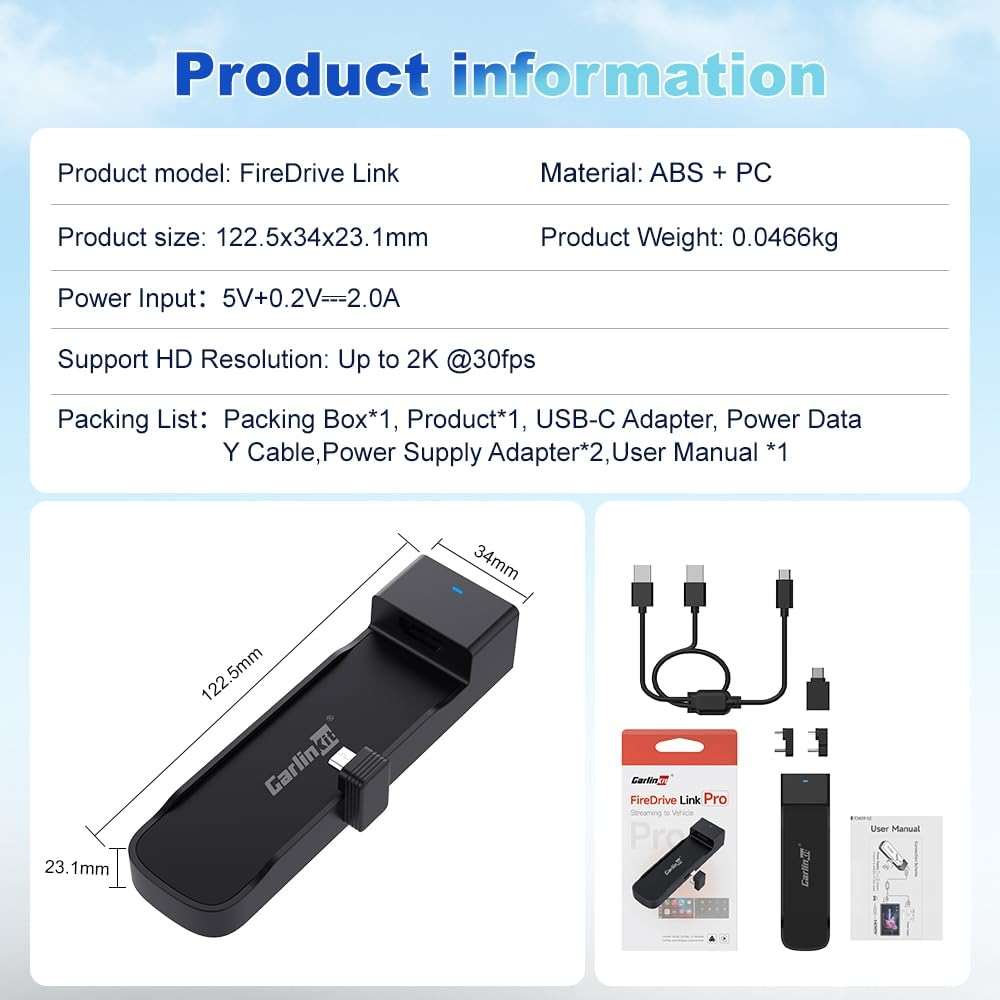 Carlinkit FireDrive Link Pro Car TV Converter, Wireless CarPlay Adapter with HDMI for Fire TV Stick Streaming, Convert Wired CarPlay to Wireless Android Auto & Apple CarPlay Dongle, Plug & Play - Image 9