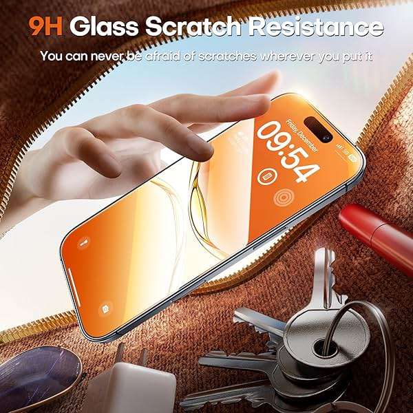 TOCOL for iPhone 17 Screen Protector 6.3 inch 9H Hardness Military Grade Shatterproof HD Tempered Glass for Full Coverage Protection 2 Pack - Image 4