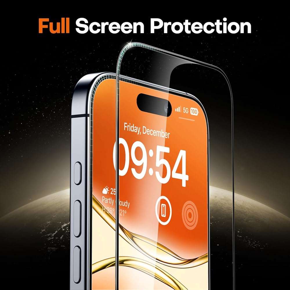TOCOL for iPhone 17 Screen Protector 6.3 inch 9H Hardness Military Grade Shatterproof HD Tempered Glass for Full Coverage Protection 2 Pack - Image 5