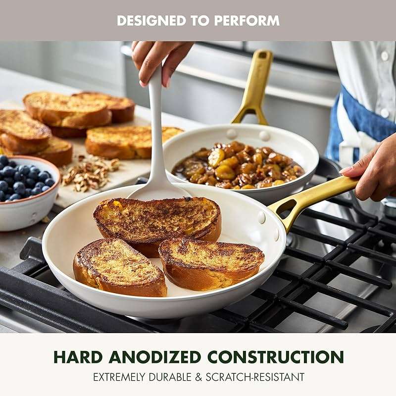 GreenPan Nonstick Reserve Pro 10” & 12” Frying Pan Set, NSF Certified Ceramic, Hard Anodized PFAS-Free Skillets, Stainless Steel Handles, Oven & Dishwasher Safe, Oyster Gray - Image 2