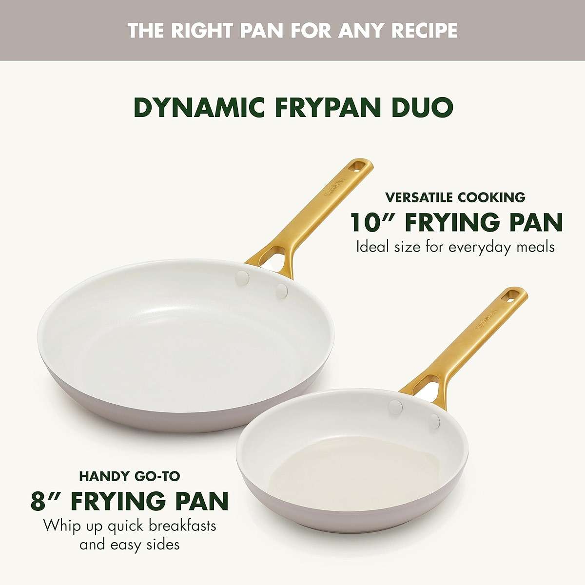 GreenPan Nonstick Reserve Pro 10” & 12” Frying Pan Set, NSF Certified Ceramic, Hard Anodized PFAS-Free Skillets, Stainless Steel Handles, Oven & Dishwasher Safe, Oyster Gray - Image 4