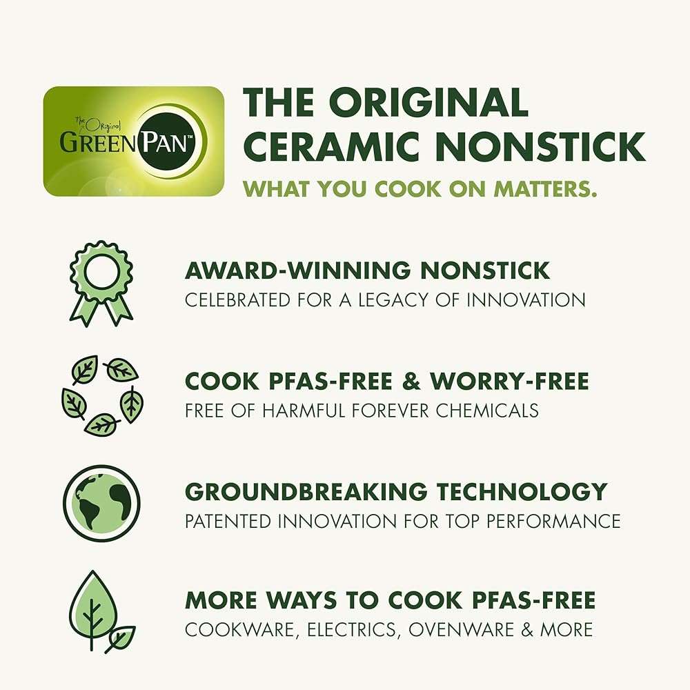 GreenPan Nonstick Reserve Pro 10” & 12” Frying Pan Set, NSF Certified Ceramic, Hard Anodized PFAS-Free Skillets, Stainless Steel Handles, Oven & Dishwasher Safe, Oyster Gray - Image 9