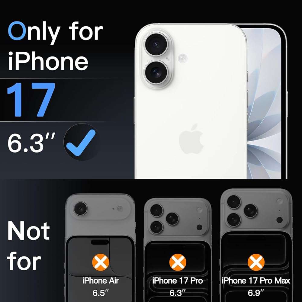 JETech Camera Lens Protector for iPhone 17 6.3-Inch, 9H Tempered Glass, Anti-Scratch, Case Friendly, Does Not Affect Night Shots, HD Clear, 3-Pack (Clear) - Image 2