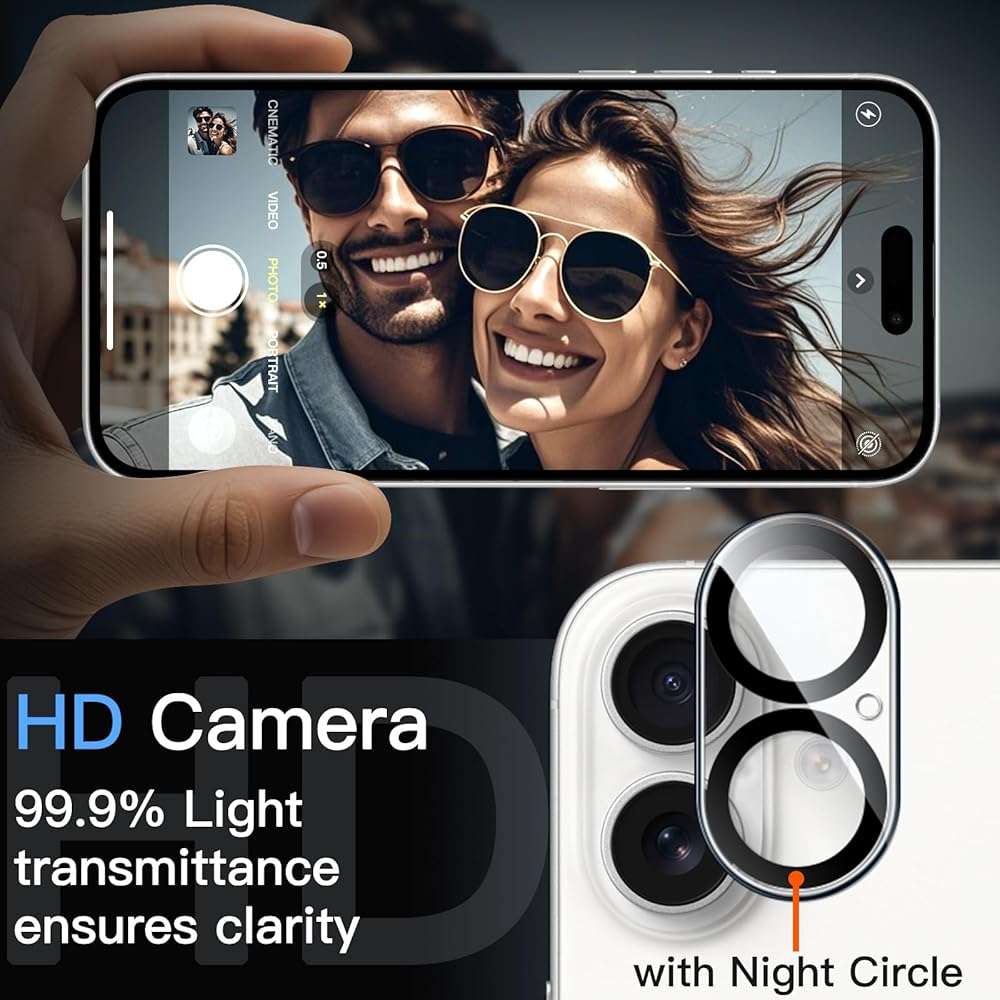 JETech Camera Lens Protector for iPhone 17 6.3-Inch, 9H Tempered Glass, Anti-Scratch, Case Friendly, Does Not Affect Night Shots, HD Clear, 3-Pack (Clear) - Image 6