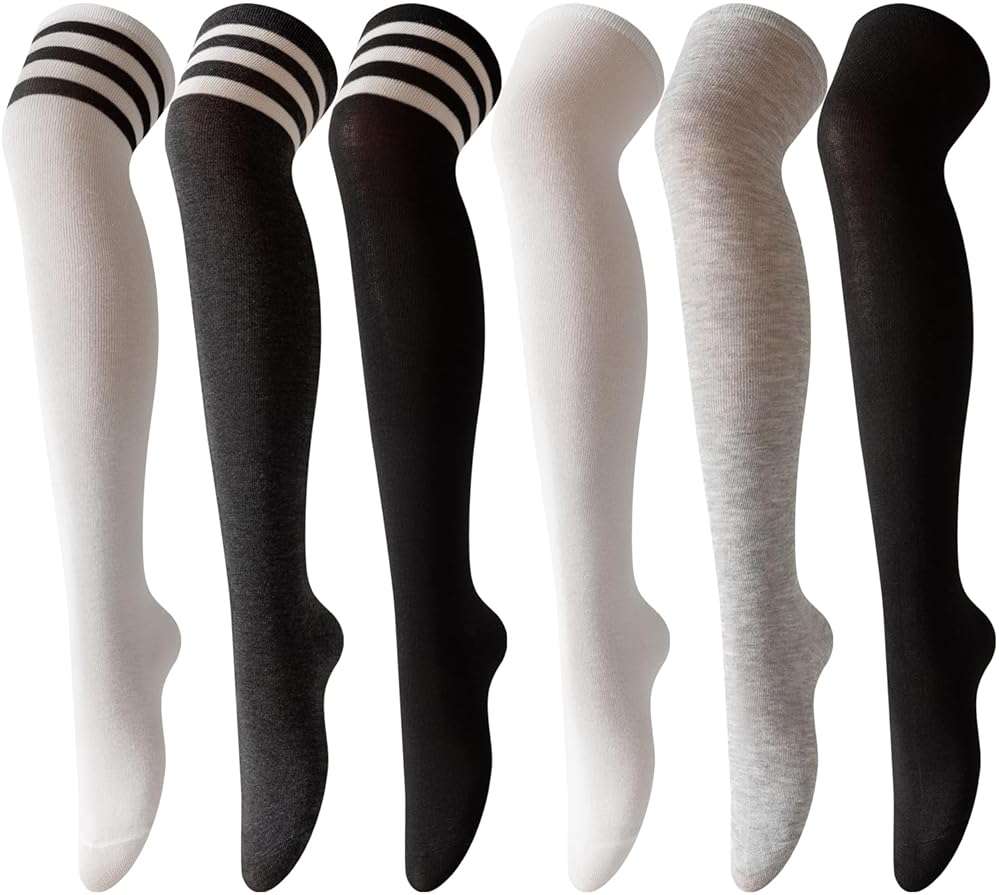 Candsliky 6 Pairs Women's Thigh High Socks - Over Knee Warm Stockings for Boots, Cosplay, Daily Wear | Leg Warmers - Image 1