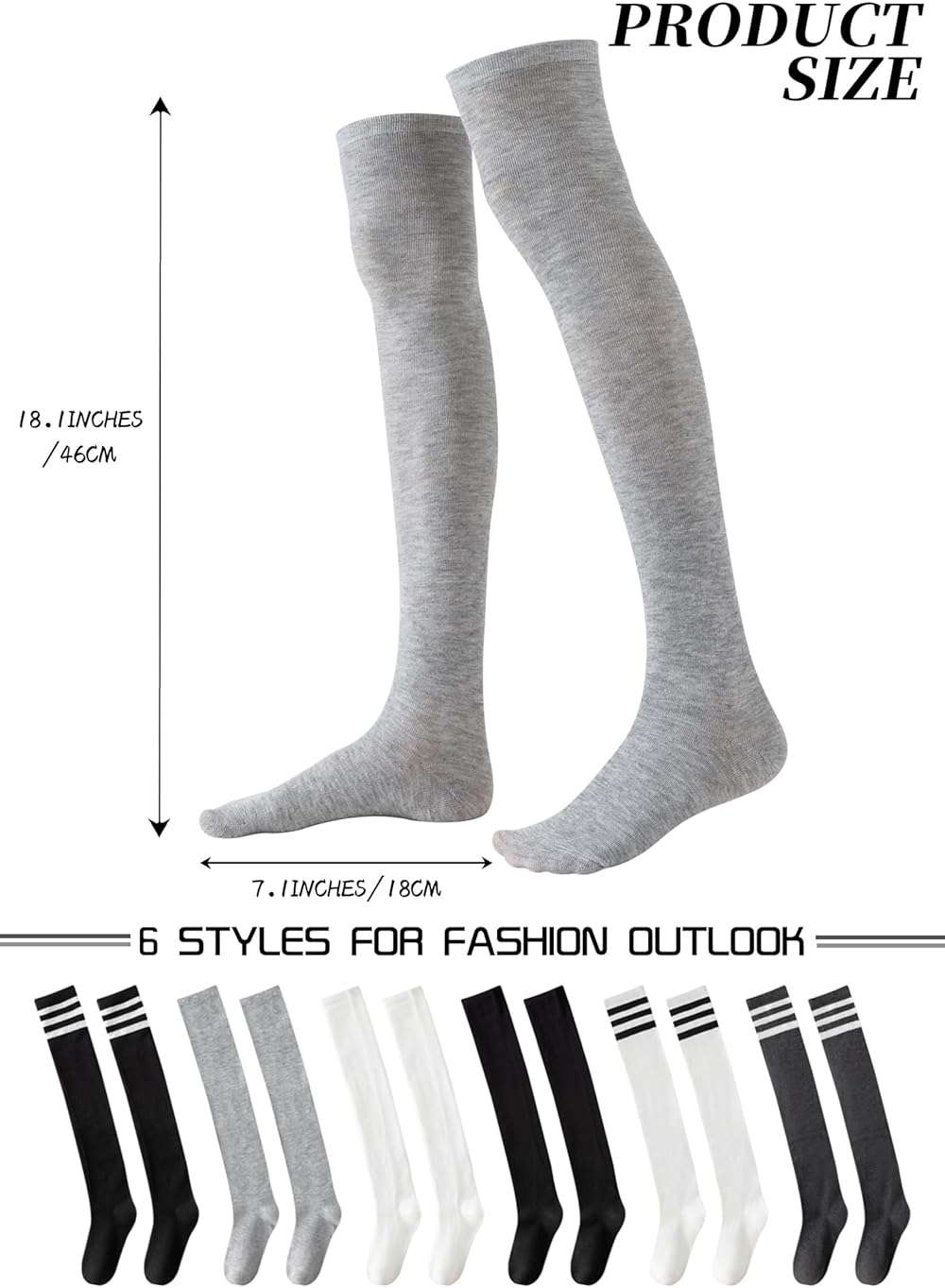 Candsliky 6 Pairs Women's Thigh High Socks - Over Knee Warm Stockings for Boots, Cosplay, Daily Wear | Leg Warmers - Image 4
