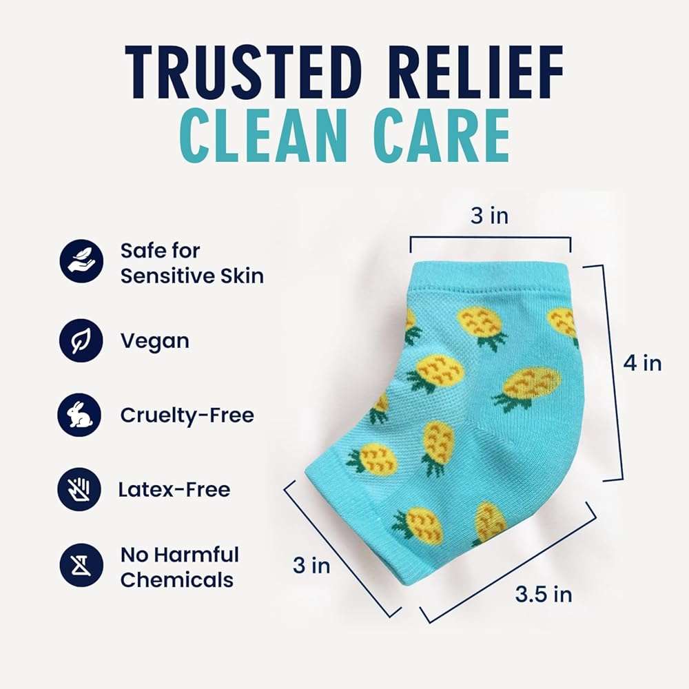 Dr. Frederick's Original Moisturizing Heel Socks for Dry Cracked Heels Treatment - 3 Pairs - Infused with Coconut Oil and Mango Butter - Stocking Stuffers for Adults - Summer Print - Image 6