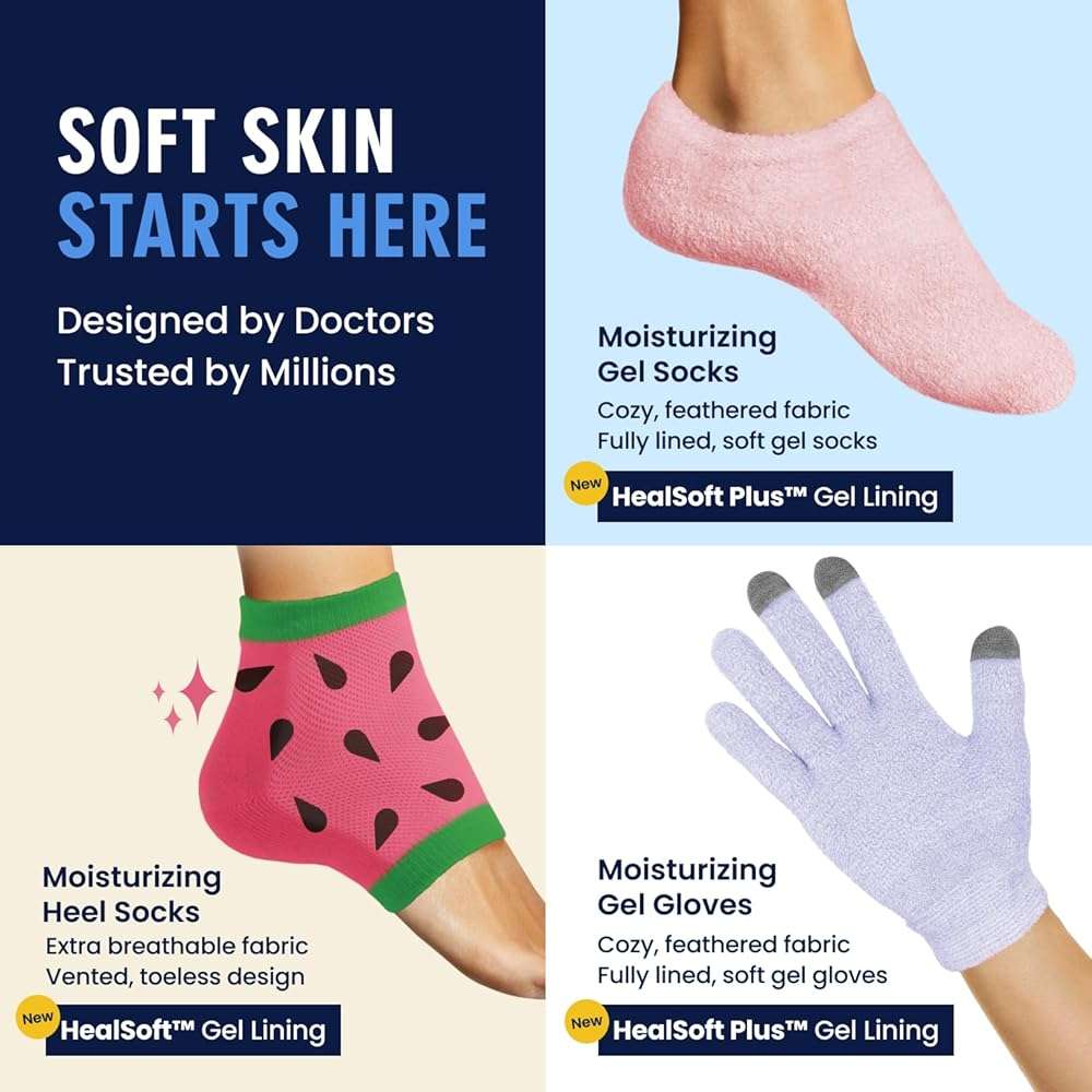 Dr. Frederick's Original Moisturizing Heel Socks for Dry Cracked Heels Treatment - 3 Pairs - Infused with Coconut Oil and Mango Butter - Stocking Stuffers for Adults - Summer Print - Image 8