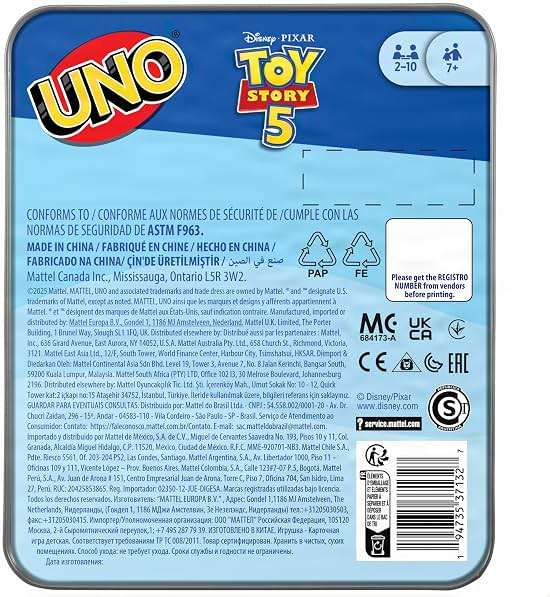 Mattel Games UNO Disney and Pixar Toy Story 5 Card Game with Movie-Inspired Deck for Kid & Family Nights, Parties, Travel & Camping - Image 5