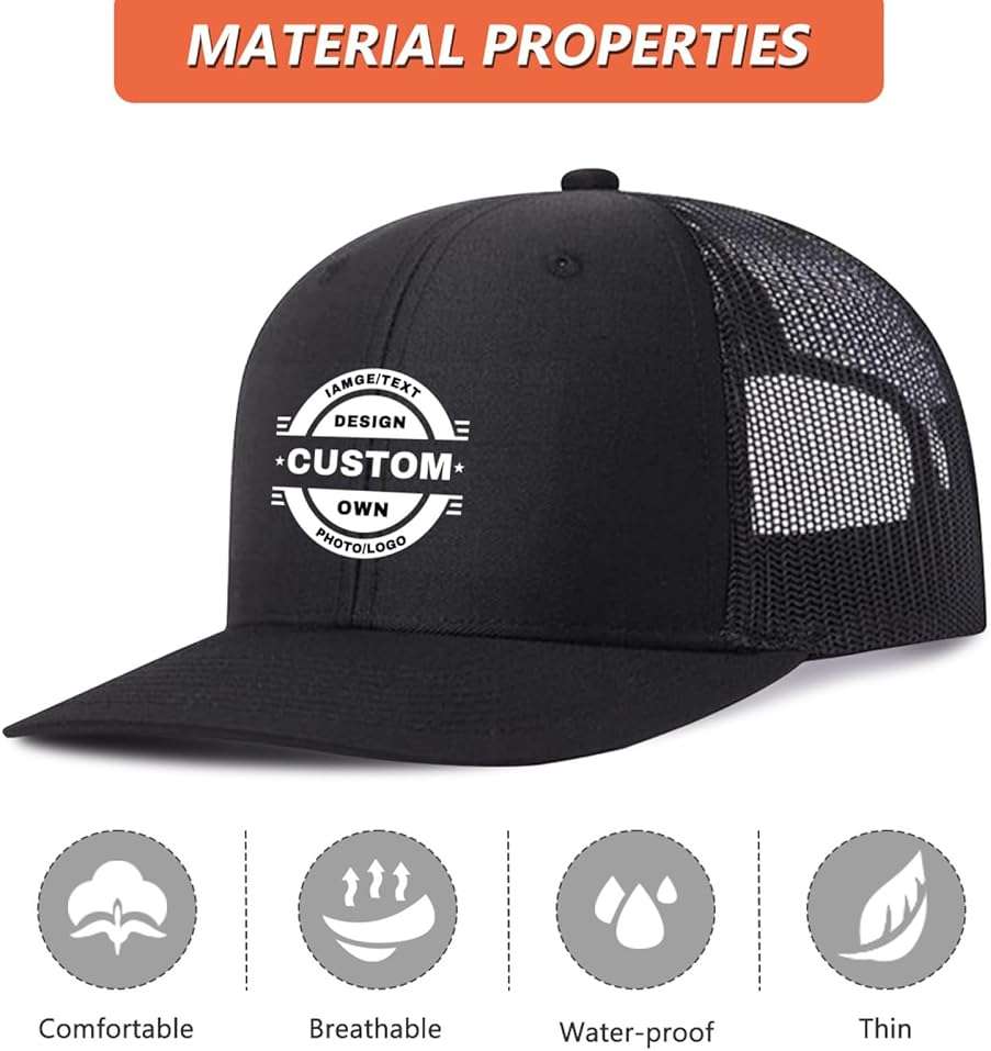 Custom Hats Bulk Design Your own Custom Trucker hat with Logo/Text Customized Baseball Cap Personalized Hats for Men/Women - Image 4