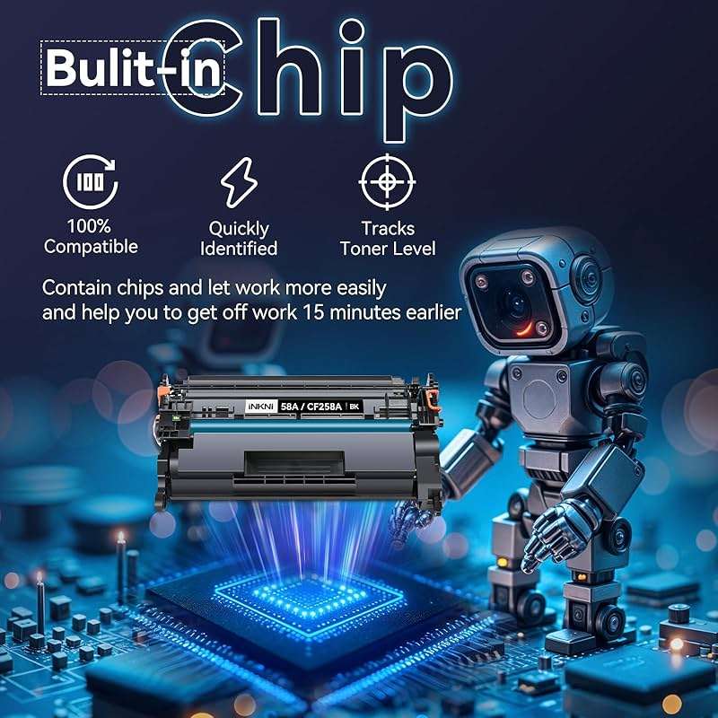 InkNI CF258A 58A Toner Cartridge Black (with Chip) Compatible Replacement for HP 58A 58X CF258A CF258X for LaserJet MFP M428fdw M428fdn M428dw M404 M428 Pro M404n M404dn M404dw Printer(2 Pack) - Image 4