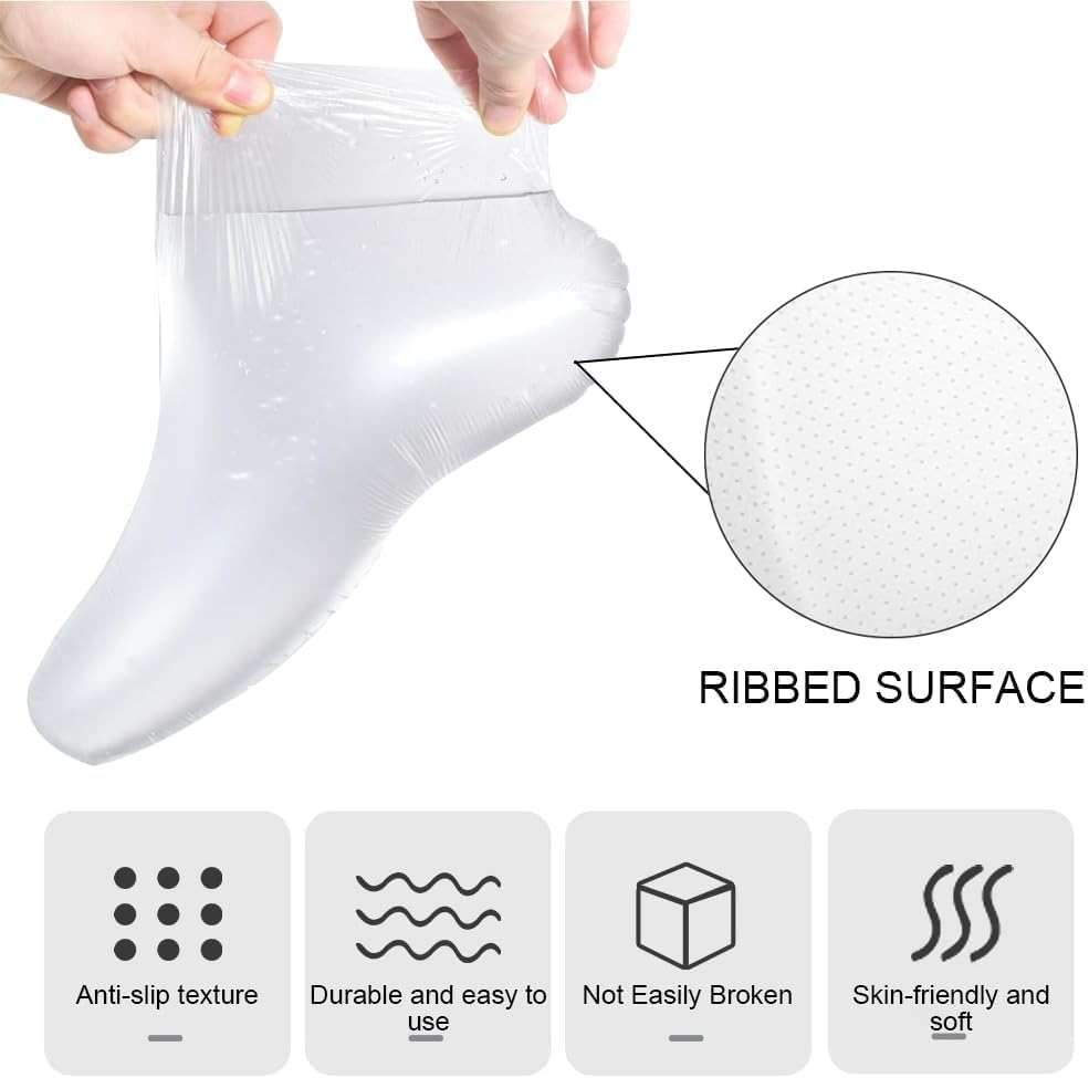 ZYMJBB 300PCS Paraffin Bath Liners for Feet – Disposable Waterproof Foot Liners with Adhesive Stickers, Plastic Bags for Paraffin Wax Bath, Moisturizing Foot Care, Spa Pedicure, Home and Salon Use - Image 2