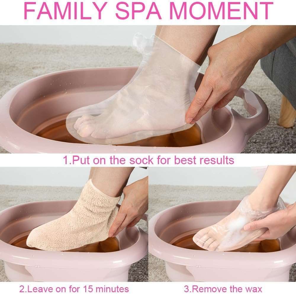ZYMJBB 300PCS Paraffin Bath Liners for Feet – Disposable Waterproof Foot Liners with Adhesive Stickers, Plastic Bags for Paraffin Wax Bath, Moisturizing Foot Care, Spa Pedicure, Home and Salon Use - Image 6