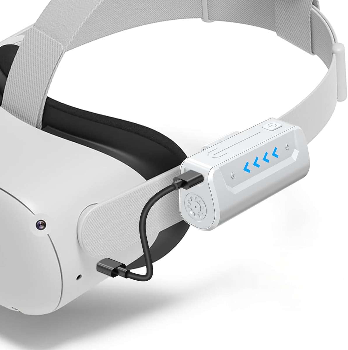 5000mAh Battery Pack for Meta Quest 2, Lightweight Extended VR Battery Pack Charger Accessories for Meta Oculus Quest 2 Original Head Strap and Elite Strap, for Extra 2-4H Playtime - White - Image 1