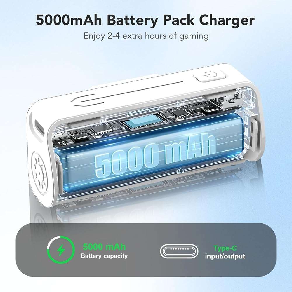 5000mAh Battery Pack for Meta Quest 2, Lightweight Extended VR Battery Pack Charger Accessories for Meta Oculus Quest 2 Original Head Strap and Elite Strap, for Extra 2-4H Playtime - White - Image 4