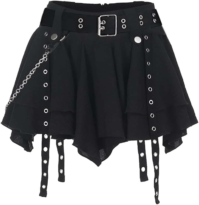 Sunidol Women's Y2K Gothic Punk Skirt High Waist Plaid Pleated Skorts Ruffles Fairy Grunge A-Line Skater Skirts - Image 1