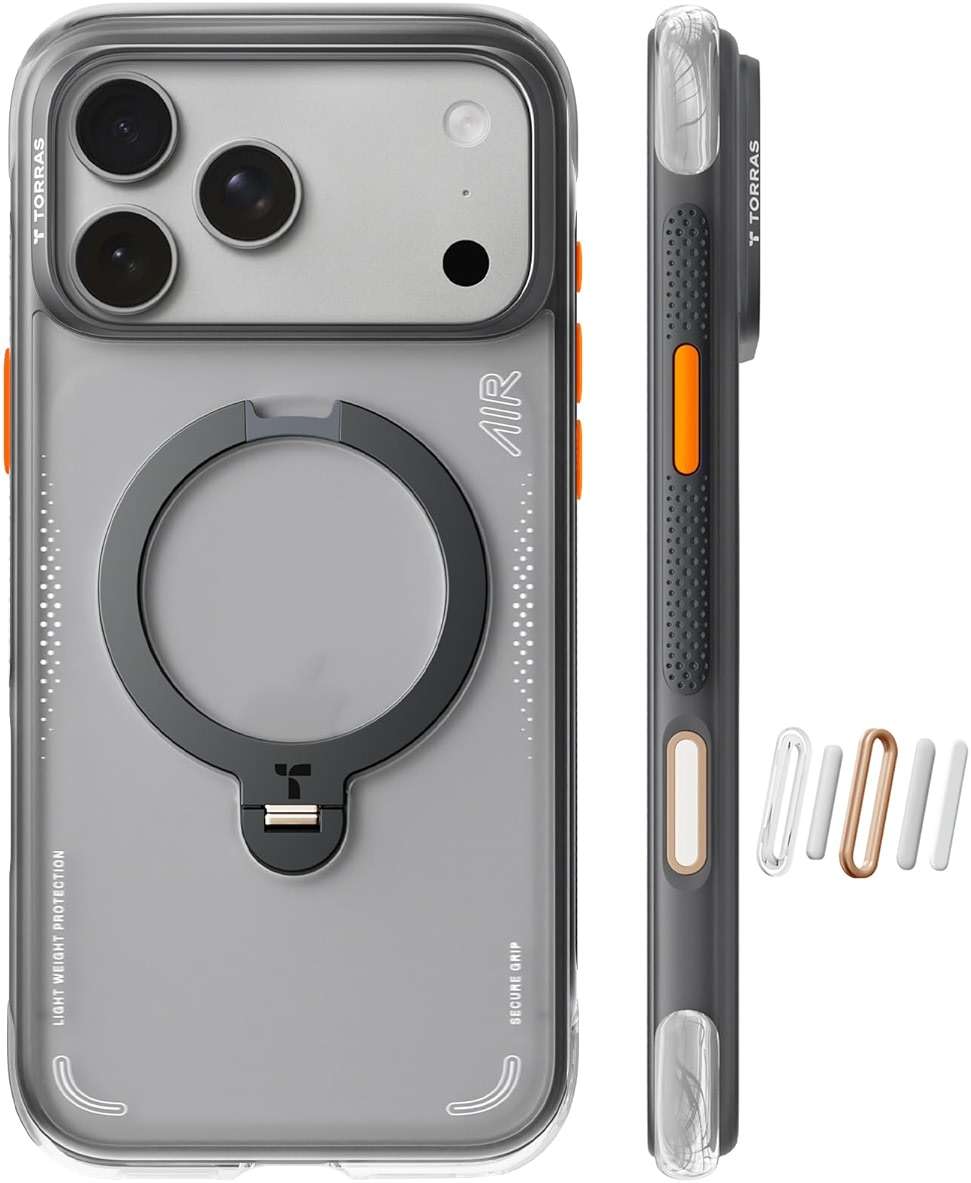 TORRAS Ostand Q3 Air for iPhone 17 Pro Max Case with 360 Magnetic Stand, Fit for MagSafe, Mil-Grade Drop Tested, Camera Control Button, Shockproof Phone Case for iPhone 17 Pro Max 6.9", Shadow Black - Image 1
