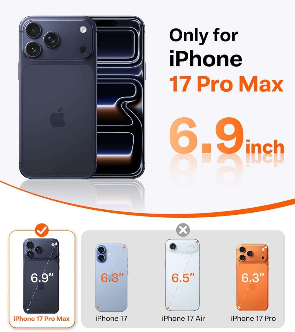 TORRAS Ostand Q3 Air for iPhone 17 Pro Max Case with 360 Magnetic Stand, Fit for MagSafe, Mil-Grade Drop Tested, Camera Control Button, Shockproof Phone Case for iPhone 17 Pro Max 6.9", Shadow Black - Image 9