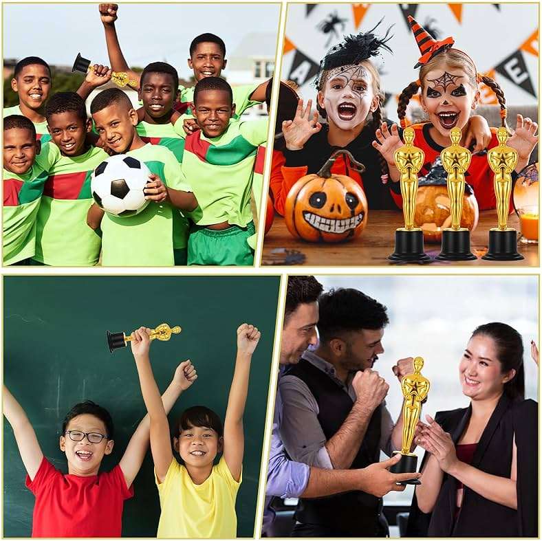 zisiueel 24 Pcs Gold Award Trophies,Mini Trophy Party Favors for Celebrations,Classroom prizes,Competitions and Party Decorations,Awards Trophy for Kids and Auldt - Image 4
