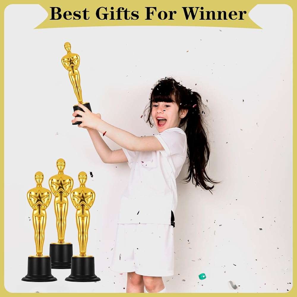 zisiueel 24 Pcs Gold Award Trophies,Mini Trophy Party Favors for Celebrations,Classroom prizes,Competitions and Party Decorations,Awards Trophy for Kids and Auldt - Image 6