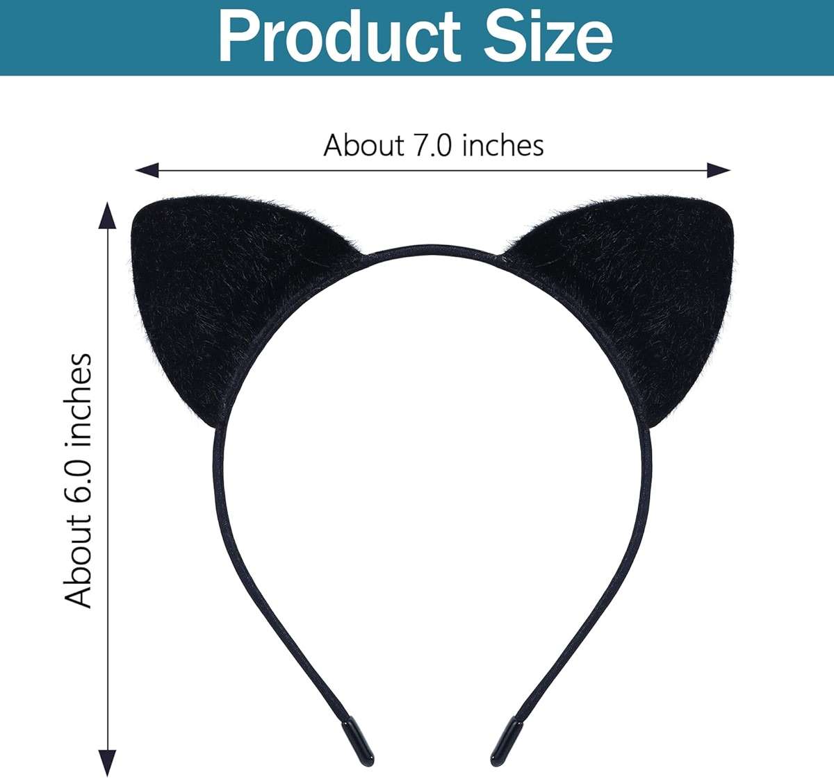 QXDBNXQ Furry Cat Ears Headband Women, Black Kitty Ear Cat Accessories for Halloween Cat Woman Costume Outfit - Image 2