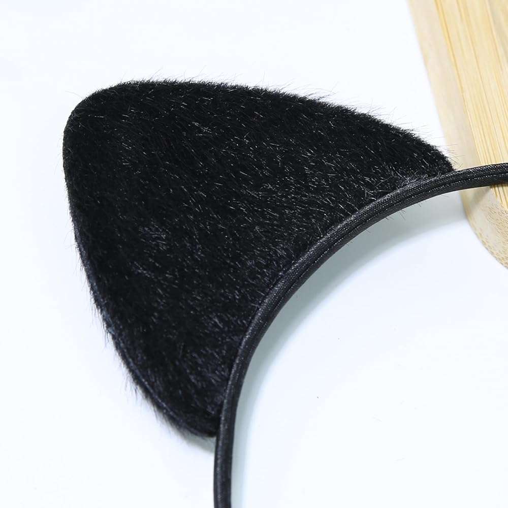 QXDBNXQ Furry Cat Ears Headband Women, Black Kitty Ear Cat Accessories for Halloween Cat Woman Costume Outfit - Image 4