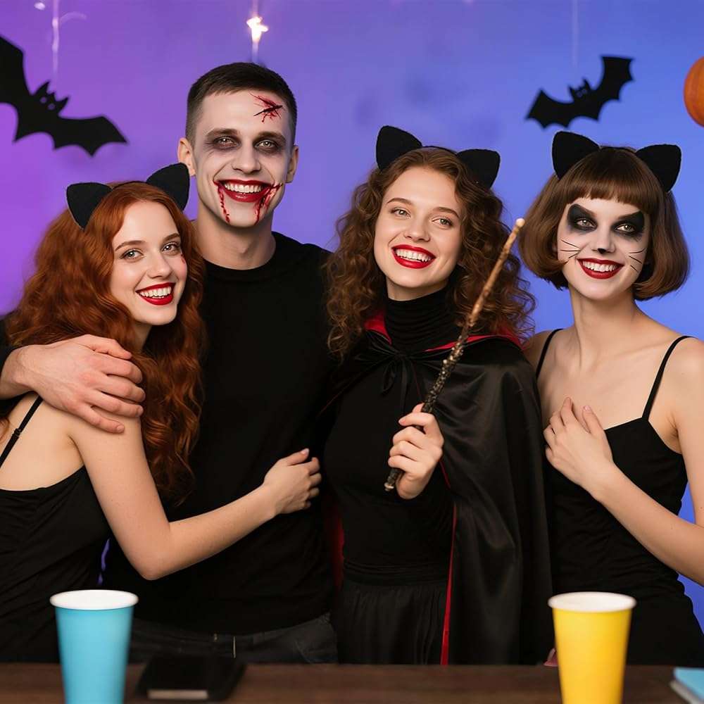 QXDBNXQ Furry Cat Ears Headband Women, Black Kitty Ear Cat Accessories for Halloween Cat Woman Costume Outfit - Image 6
