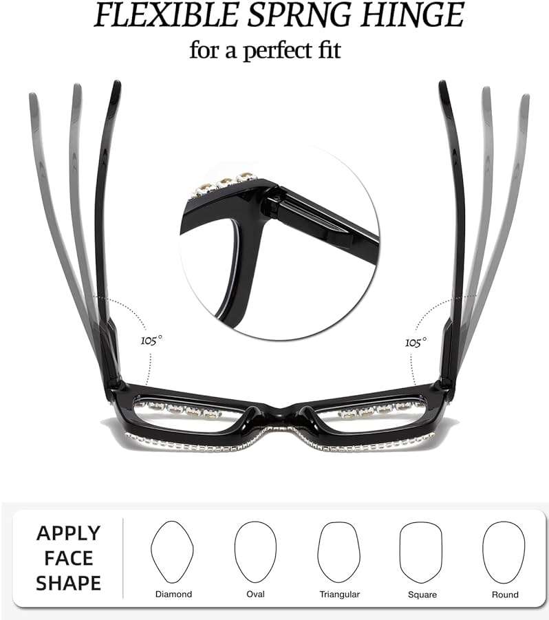Hubeye Progressive Reading Glasses For Women Fashion Style Blue Light Blocking Computer Multifocus Square Reader - Image 6