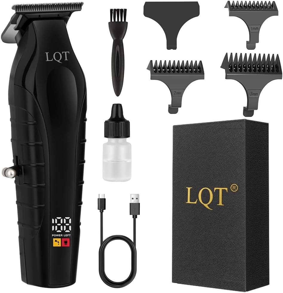 LQT 902 Professional Hair Trimmer for Men Cordless Beard and Mustache Trimmer Rechargeable Electric T Liners Clippers with Led Display and Luxury Gifts Box to Son Husband Father Men Gift - Image 1