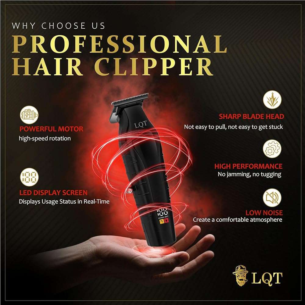 LQT 902 Professional Hair Trimmer for Men Cordless Beard and Mustache Trimmer Rechargeable Electric T Liners Clippers with Led Display and Luxury Gifts Box to Son Husband Father Men Gift - Image 3
