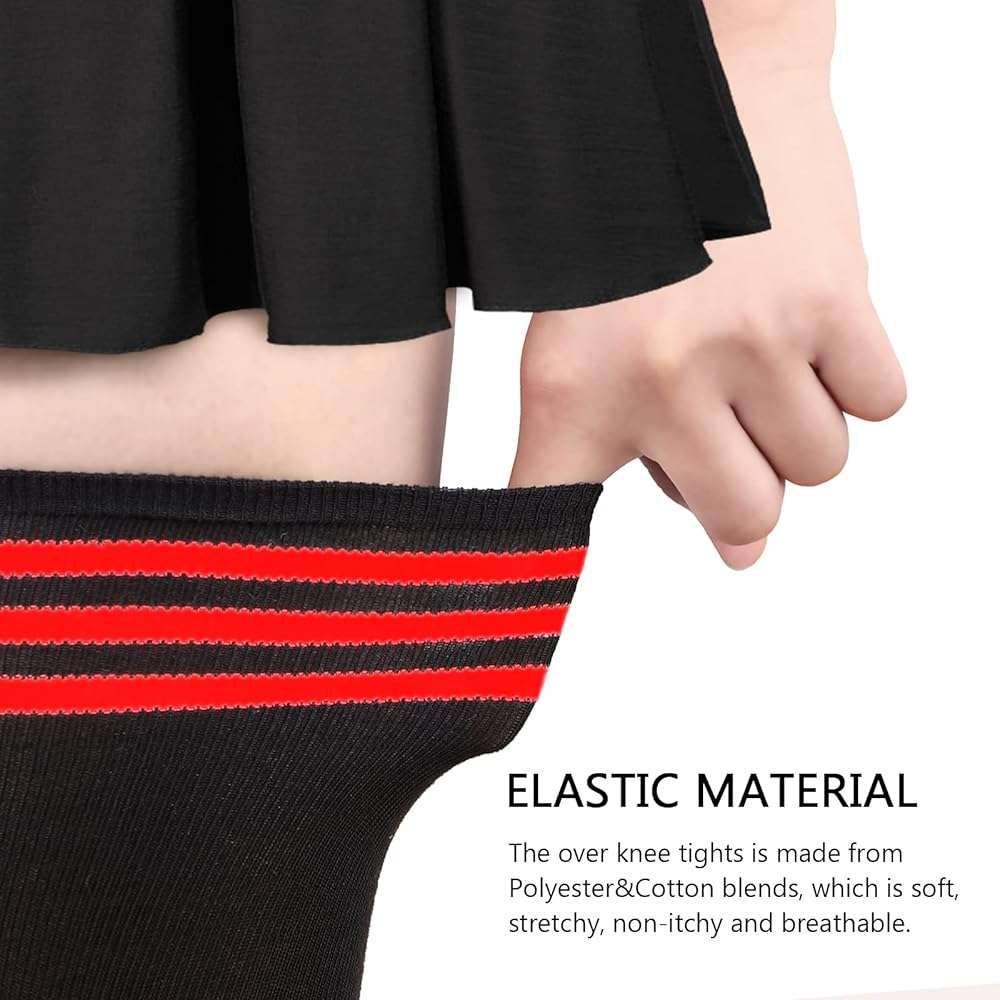 AQOKKA Extra Long Thigh High Socks for Women Striped Over Knee Thigh Socks Long Boot Thigh High Stockings Leg Warmers - Image 5