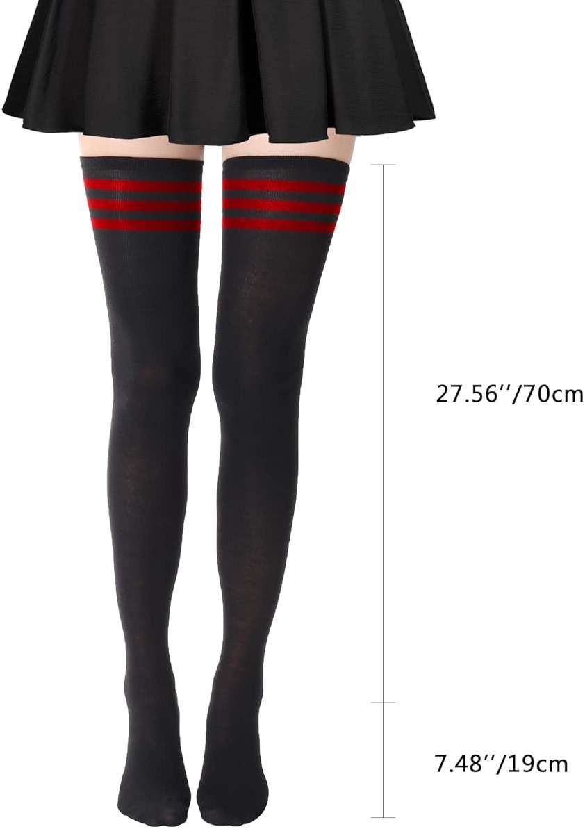 AQOKKA Extra Long Thigh High Socks for Women Striped Over Knee Thigh Socks Long Boot Thigh High Stockings Leg Warmers - Image 8