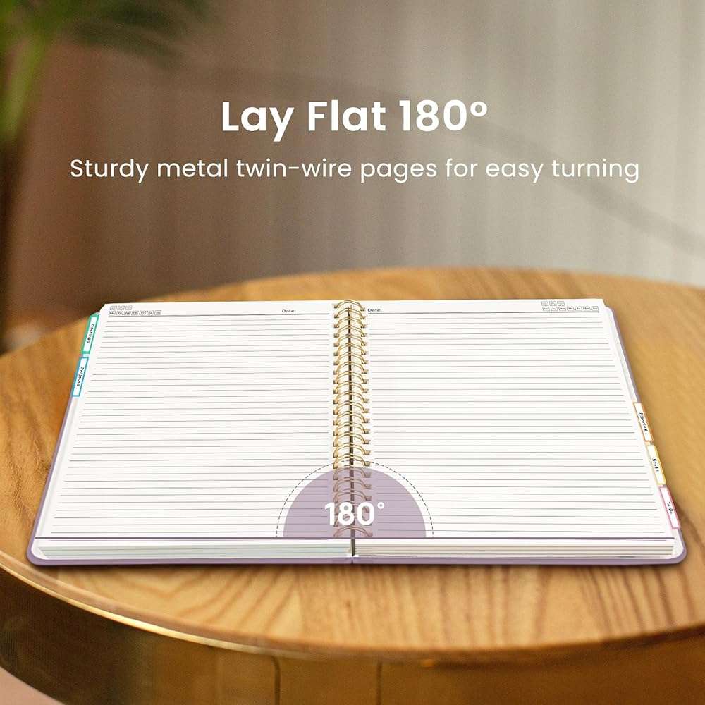 Hardcover Spiral Journal Notebooks for Work With Removable Dividers & Tabs, 8.5"x11" 5 Subject Notebook for Note Taking & Organizer, A4 College Ruled Lined Journal for Women & Writing, Purple, 280 Pages - Image 5