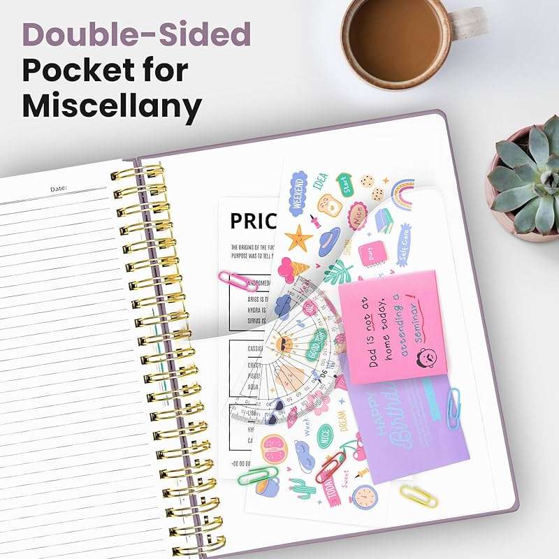 Hardcover Spiral Journal Notebooks for Work With Removable Dividers & Tabs, 8.5"x11" 5 Subject Notebook for Note Taking & Organizer, A4 College Ruled Lined Journal for Women & Writing, Purple, 280 Pages - Image 6