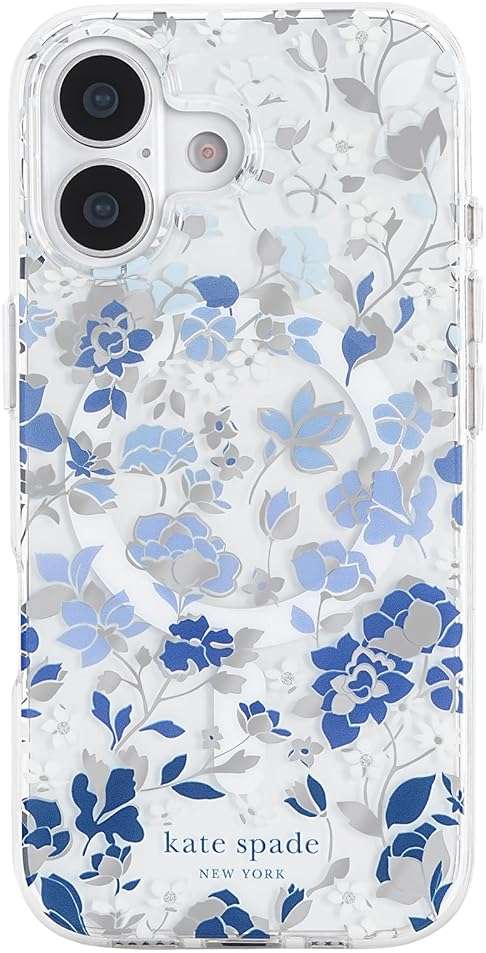 kate spade new york iPhone 17 Case - Compatible with MagSafe - Designer Phone Case - Flowerbed Blue Gems - Image 1