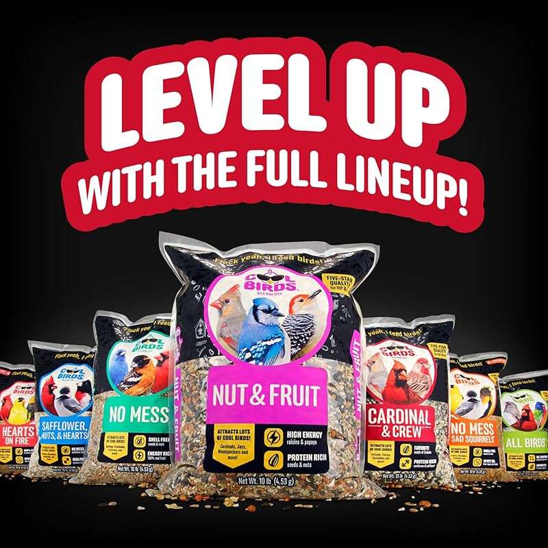 Cool Birds No Mess Sad Squirrels Hot Bird Seed – 10 lb. Spicy Shell-Free Blend with Peanuts, Sunflower Hearts & Chili Pepper Oil – No Waste, Squirrel-Resistant Bird Food for Outside Feeders - Image 12