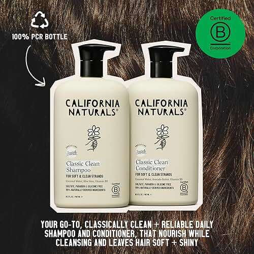 California Naturals Classic Clean Toasted Coconut Shampoo and Conditioner Set, Hair Care for Women & Men, Natural, Vegan, Cruelty, Silicone, Paraben, and Sulfate Free Shampoo, Color Safe, 20 Fl Oz - Image 3