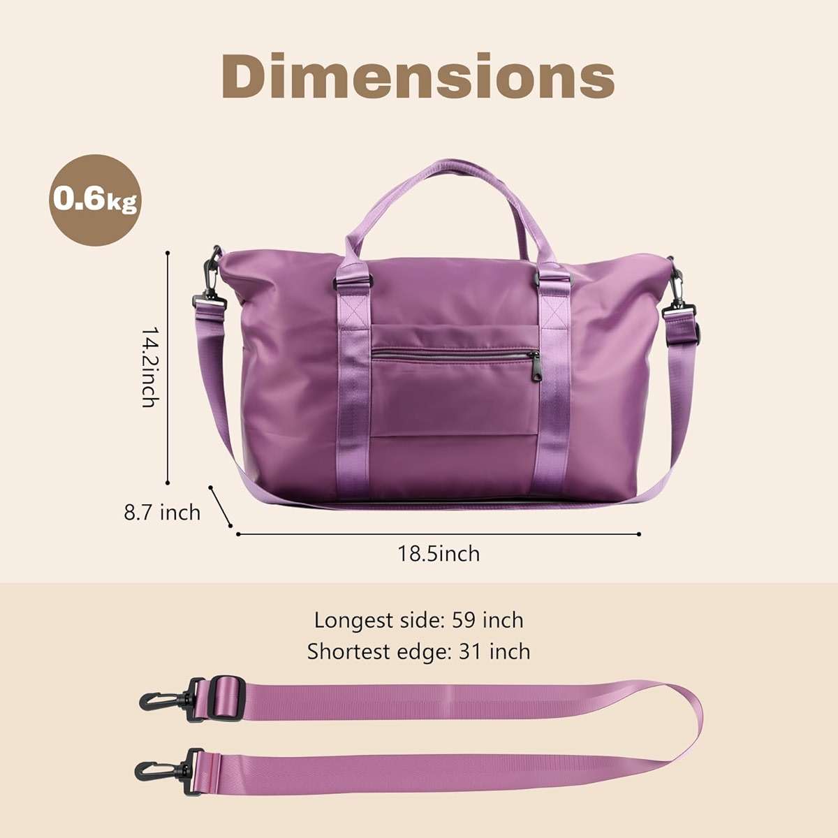 Weekender Duffel Bags for Women, Purple Travel Totes Bag for Airplane Essentials, Overnight Bags for Women with Trolley Sleeve, Large Carry On Hospital Bag for Labor and Delivery, Sport, Gym - Image 4