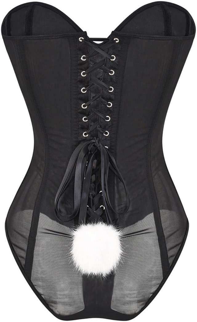 Women Bunny Girl Suit Anime Halloween Costume Cosplay Bodysuit Bunny Headband Set Strapless Back Lace Up Corsets - Image 4