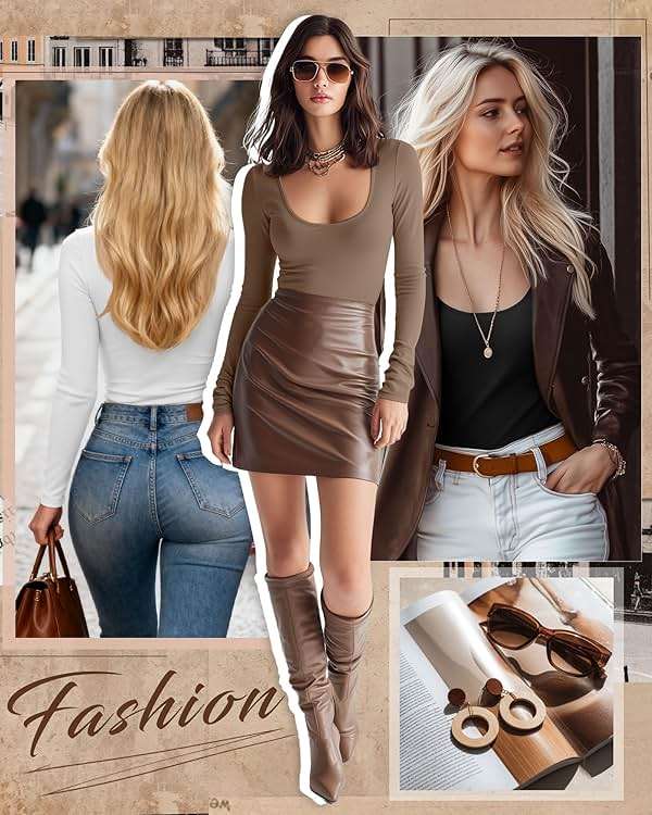 Riyiper 3 Pack Women's Scoop Neck Tops Long Sleeve Slim Fitted Shirts Casual Basic Tunic Fall Trendy Y2k Tight Tees - Image 3
