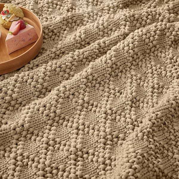 Anysay Knitted Weighted Blanket for Adult, Chunky Knit Weighted Throw for Sleep 60"*80" 20lbs, Cooling Breathable Machine Washable Fall Heavy Blanket for Room Decor (Beige, Queen) - Image 5