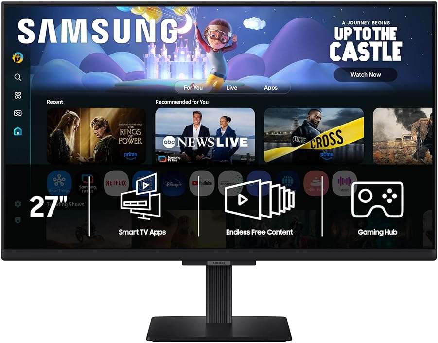 Samsung 27-Inch M5 (M50F) Series FHD Smart Monitor with Streaming TV, Speakers, HDR10, Gaming Hub, Multiple Ports, Workout Tracker, Vision Accessibility Tools, Black, LS27FM502ENXZA - Image 1