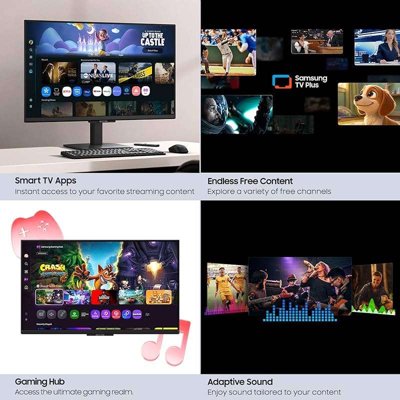 Samsung 27-Inch M5 (M50F) Series FHD Smart Monitor with Streaming TV, Speakers, HDR10, Gaming Hub, Multiple Ports, Workout Tracker, Vision Accessibility Tools, Black, LS27FM502ENXZA - Image 8